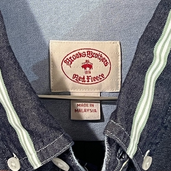 Men’s Large Brooks Brothers Red Fleece Structured Oxford Cotton Shirt Pocket - Picture 3 of 9